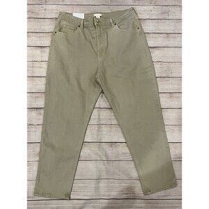 NWT H&M Cream Color High Waist Mom Jeans Stretch Comfort Size 16